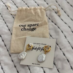 Gold and White Pearl Earrings